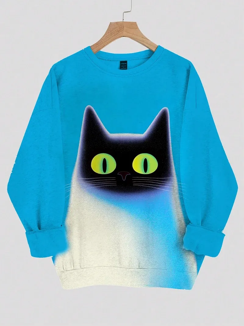 Women's Funny Cat Printed Sweatshirt 3D Print Crew Neck Long Sleeve Tops Summer Casual Women's Clothing Apparel Y2K Streetwear
Women's Funny Cat Printed Sweatshirt 3D Print Crew Neck Long Sleeve Tops Summer Casual Women's Clothing Apparel Y2K Streetwear