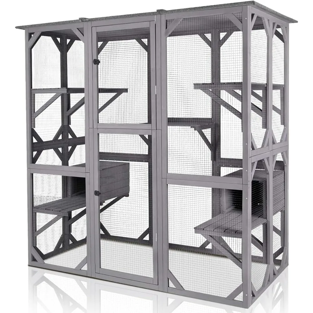 Large Cat House Outdoor Walk in Outdoor Cat Enclosure Indoor Cage Kitty Condo Playpen with Door, Platform & Small House 71"
Large Cat House Outdoor Walk in Outdoor Cat Enclosure Indoor Cage Kitty Condo Playpen with Door, Platform & Small House 71"