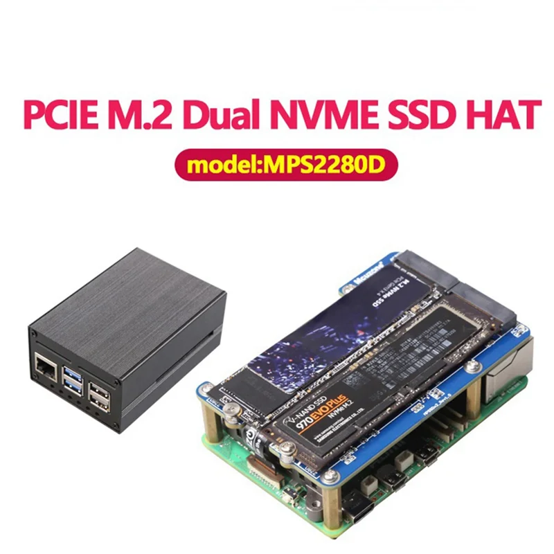 New--MPS2280D+Case+Pi5 Cooling Fan Support 2280/2242/2230 SSD Blue For Raspberry Pi 5 PCIE To M.2 Dual NVME SSD HAT
New--MPS2280D+Case+Pi5 Cooling Fan Support 2280/2242/2230 SSD Blue For Raspberry Pi 5 PCIE To M.2 Dual NVME SSD HAT