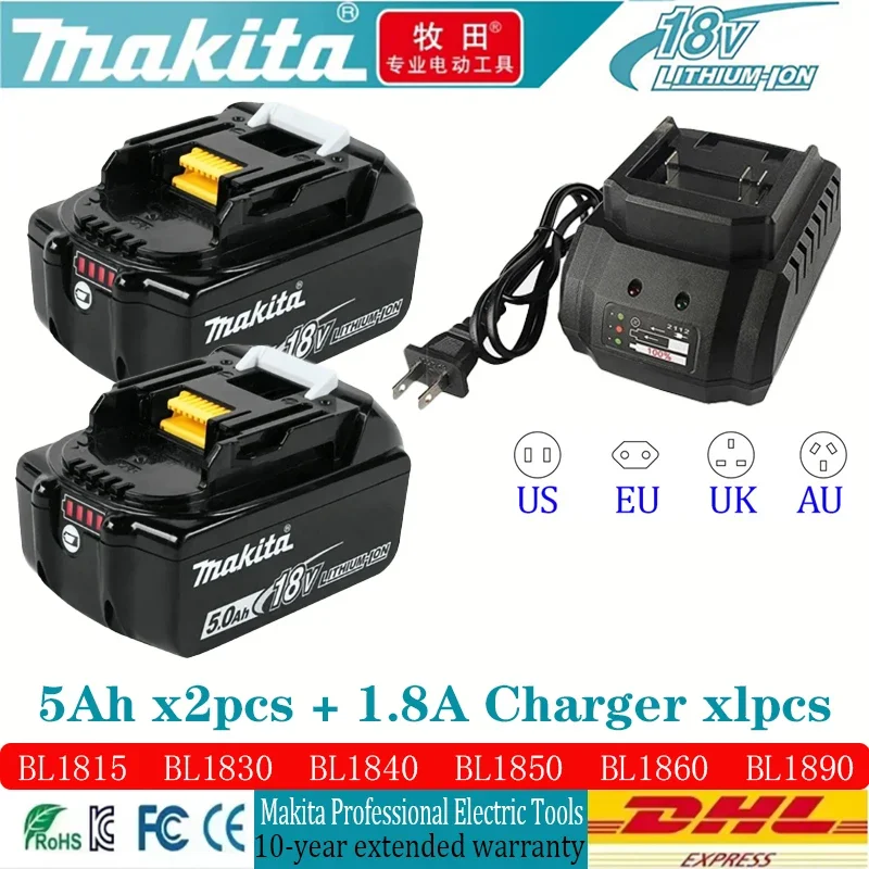 Original Makita 6Ah/5Ah/ Makita 18V 18650 Battery BL1830B BL1850B BL1850 BL1840 BL1860 BL1815 Replacement Lithium Battery
Original Makita 6Ah/5Ah/ Makita 18V 18650 Battery BL1830B BL1850B BL1850 BL1840 BL1860 BL1815 Replacement Lithium Battery