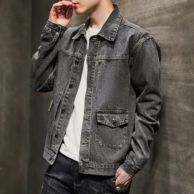 2023 Men's Autumn Gray Multi-Pocket Denim Jacket Youth Casual All-Matching Jeans Jacket
2023 Men's Autumn Gray Multi-Pocket Denim Jacket Youth Casual All-Matching Jeans Jacket