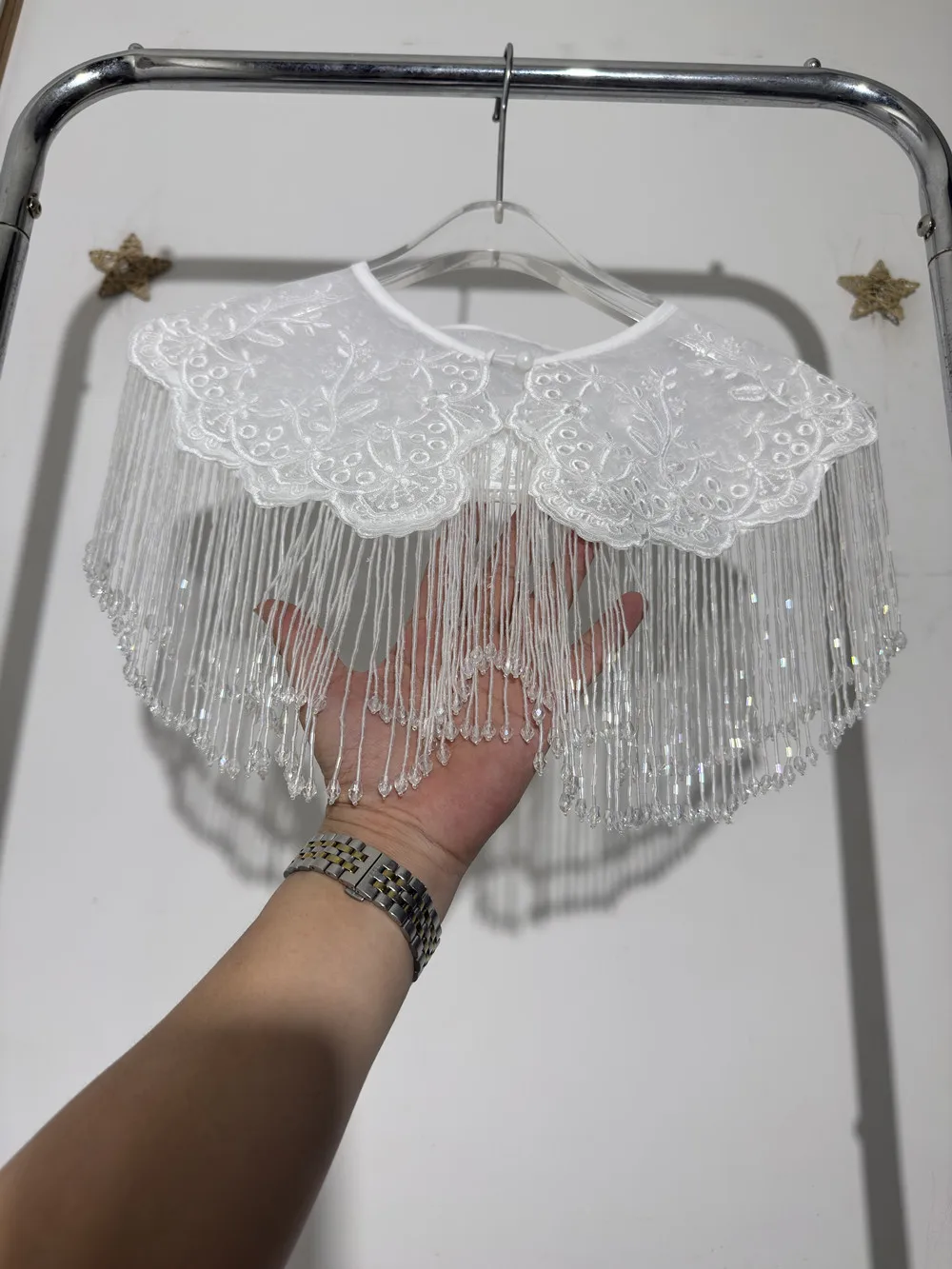 Handmade New Delicate Patterns Women Exquiste Pearl Poncho Shawl Scarf Necklace Beaded Fringe Top Cover Up Beachwear
Handmade New Delicate Patterns Women Exquiste Pearl Poncho Shawl Scarf Necklace Beaded Fringe Top Cover Up Beachwear
