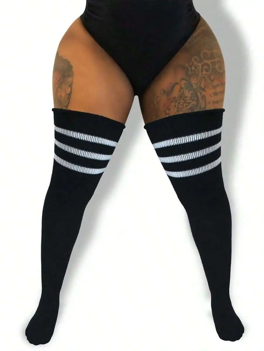 Plus Size Women Over The Knee Socks With White Stripes Thigh High Leg Warmers
Plus Size Women Over The Knee Socks With White Stripes Thigh High Leg Warmers