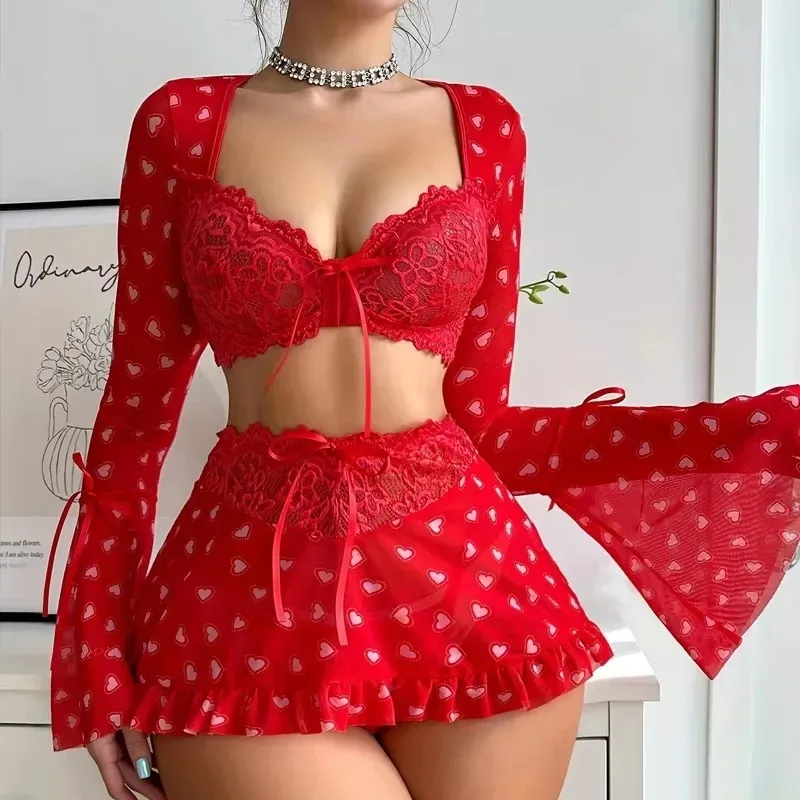Комплект из 3-х предметов, сексуальное женское белье, красное сердце любви, открытый бюстгальтер, сетчатый лоскутный топ с рюшами и рукавами, рюшами, юбка на шнуровке, стринги, порно экзотические комплекты
Комплект из 3-х предметов, сексуальное женское белье, красное сердце любви, открытый бюстгальтер, сетчатый лоскутный топ с рюшами и рукавами, рюшами, юбка на шнуровке, стринги, порно экзотические комплекты