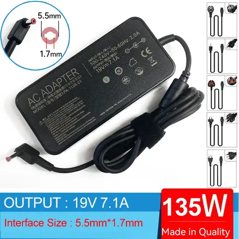 19V 7.1A 135W 5.5mm*1.7mm Laptop Ac Adapter Charger For Acer Aspire GTX1050 T5000-73CF VX5-591G AZ3-715 Nitro7-592G Nitro7-792G