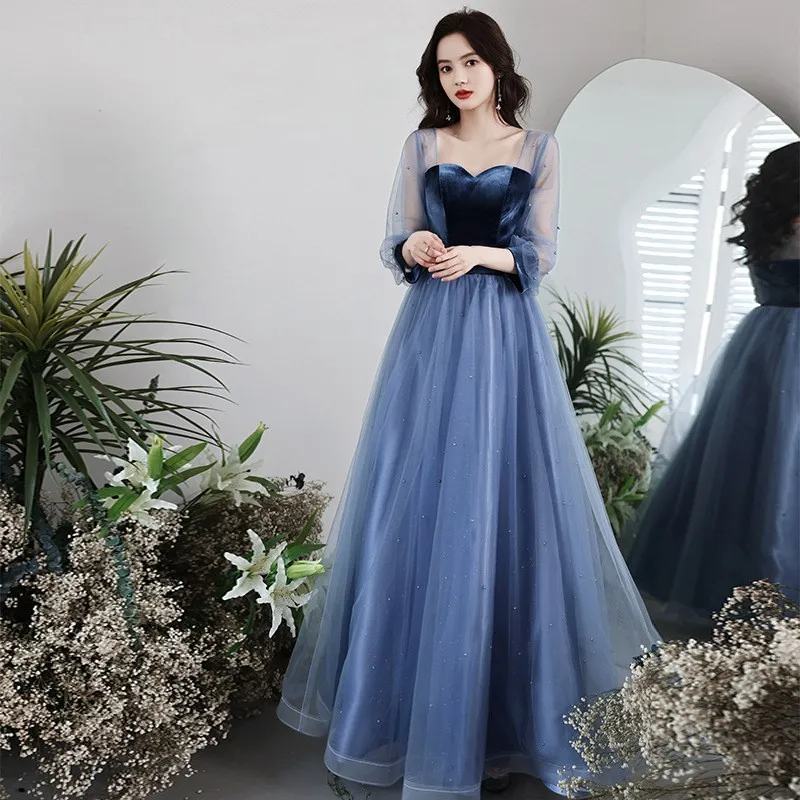 New velvet long dress for hosting a birthday party banquet with stylish covering
New velvet long dress for hosting a birthday party banquet with stylish covering