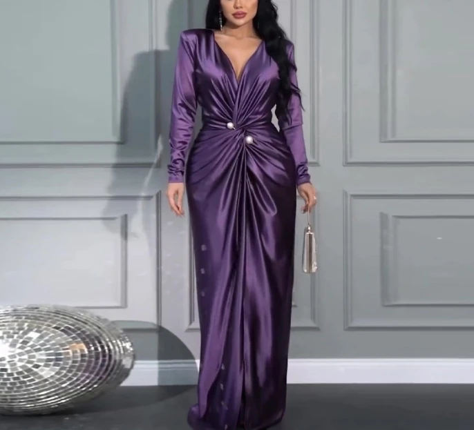 Autumn and Winter Fashion New Dress Light Mature Style V-Neck Fashionable Pleated Waist Evening Dress for Women
Autumn and Winter Fashion New Dress Light Mature Style V-Neck Fashionable Pleated Waist Evening Dress for Women