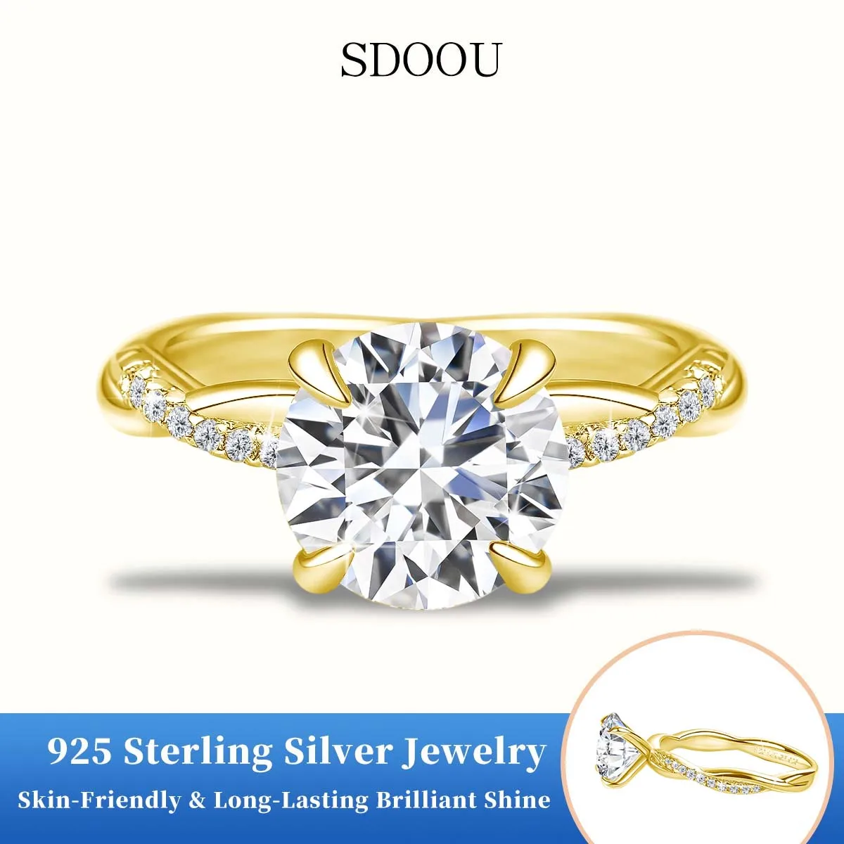 SDOOU 2CT Round Moissanite Promise Ring With Certificate 14K Gold Filled for Fiancee High Quality Gift Engagement Fine Jewelry
SDOOU 2CT Round Moissanite Promise Ring With Certificate 14K Gold Filled for Fiancee High Quality Gift Engagement Fine Jewelry