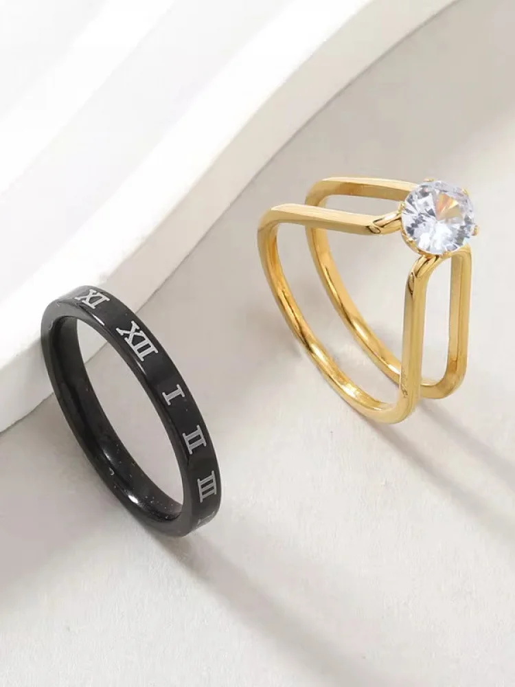 Titanium Steel Zirconia Ring Set Roman Numerals 3D Exaggerated Gold Couples Rings for Women Fashionable Jewelry Accessories
Titanium Steel Zirconia Ring Set Roman Numerals 3D Exaggerated Gold Couples Rings for Women Fashionable Jewelry Accessories