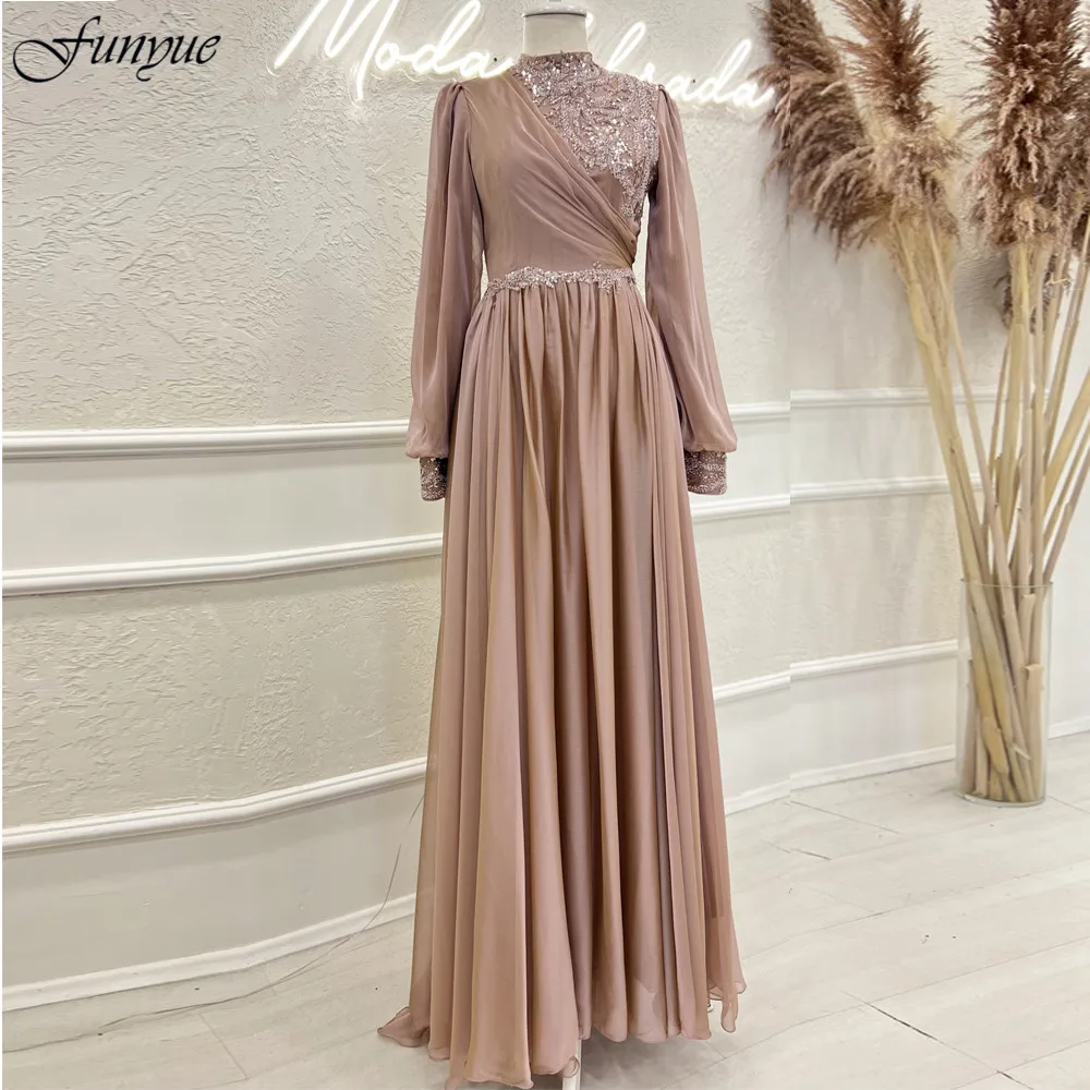 Funyue Royal Blue Islamic Muslim Evening Gown Long Sleeves Arabic Formal Dress Chiffon Sequin Lace A-Line Vestidos De Noche
Funyue Royal Blue Islamic Muslim Evening Gown Long Sleeves Arabic Formal Dress Chiffon Sequin Lace A-Line Vestidos De Noche