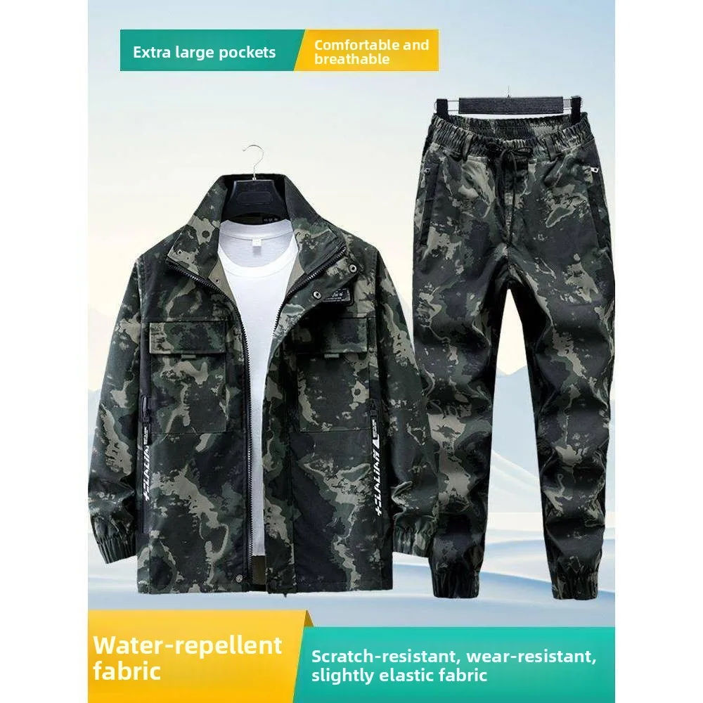 Камуфляжный рабочий костюм для мужчин: весенне-осенний, грязеотталкивающий, износостойкий, из смесовой хлопковой ткани, для рабочих.
Камуфляжный рабочий костюм для мужчин: весенне-осенний, грязеотталкивающий, износостойкий, из смесовой хлопковой ткани, для рабочих.