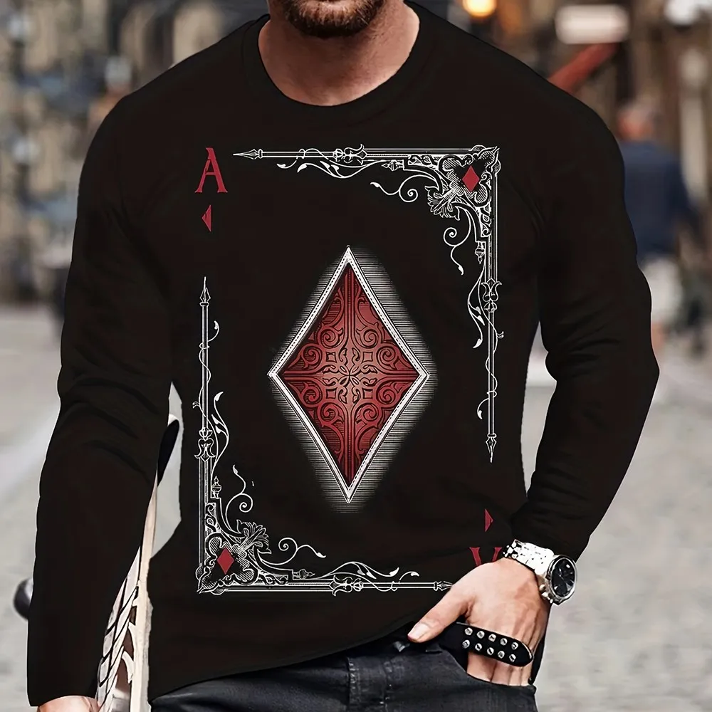 Vintage Playing Card Pattern T-shirt Streetwear Fall Loose Men's Long Sleeve Round Neck 3D Square A Print T Shirts Clothing 5Xl
Vintage Playing Card Pattern T-shirt Streetwear Fall Loose Men's Long Sleeve Round Neck 3D Square A Print T Shirts Clothing 5Xl