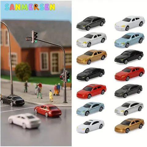 12pcs/Set HO/N Scale Model Car Model Color Plastic Scene Street Building Model Railway Building Layout