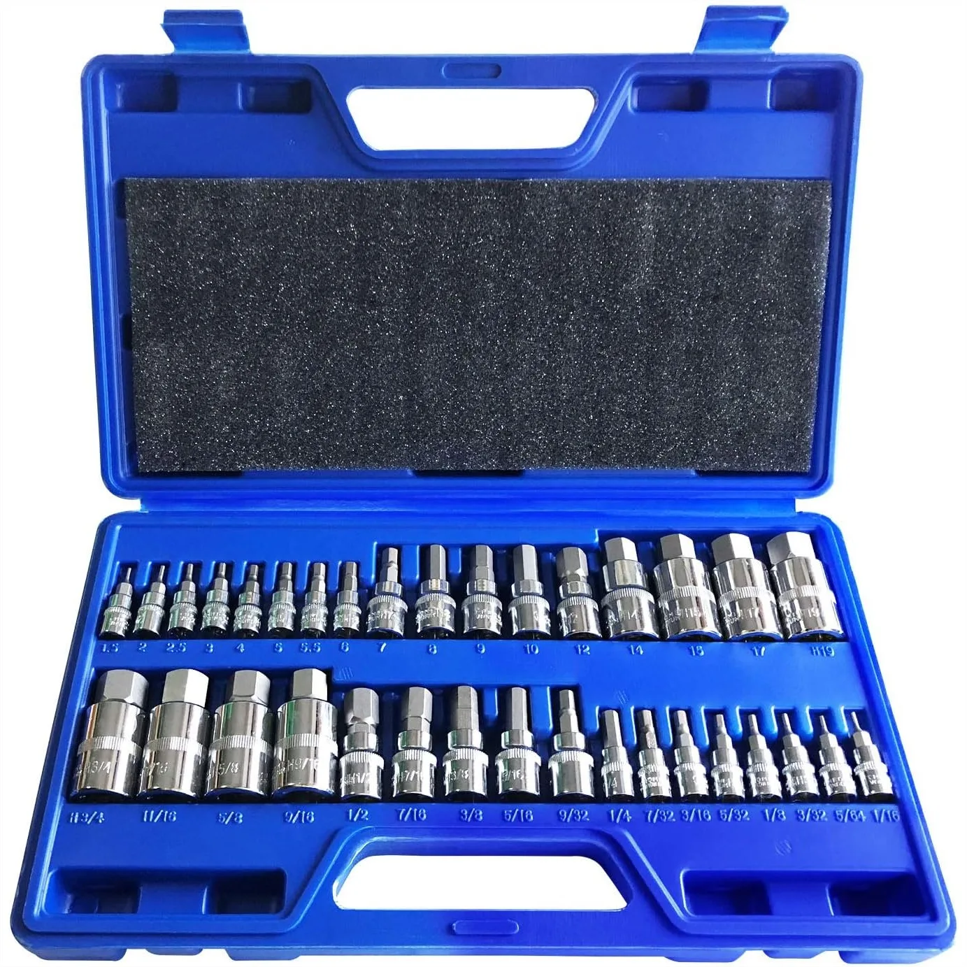 34-Piece Hex Bit Socket Set with Allen Wrench for Ratchet, SAE and Metric 3/8 1/4 1/2 Drive
34-Piece Hex Bit Socket Set with Allen Wrench for Ratchet, SAE and Metric 3/8 1/4 1/2 Drive