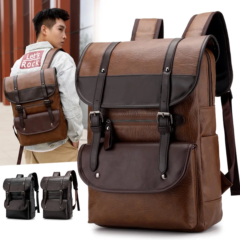 Vintage Leather Men's Backpack Large Capacity Student School Bags Waterproof Computer Bag Casual Simple Travel Backpack
Vintage Leather Men's Backpack Large Capacity Student School Bags Waterproof Computer Bag Casual Simple Travel Backpack