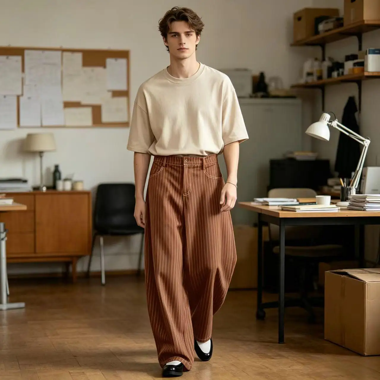 Retro Striped Wide Leg Pants for Men High Waist Casual Loose Trousers Vintage Streetwear Straight Leg Pants
Retro Striped Wide Leg Pants for Men High Waist Casual Loose Trousers Vintage Streetwear Straight Leg Pants