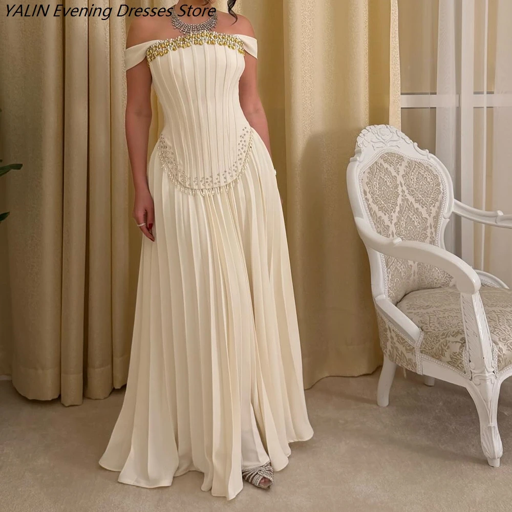 Women's A-line Evening Dresses Floor-length Off The Shoulder Sleeveless Prom Dresses Fashion Crystal Draped Customized Gowns
Women's A-line Evening Dresses Floor-length Off The Shoulder Sleeveless Prom Dresses Fashion Crystal Draped Customized Gowns