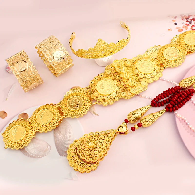 Luxury Algerian Wedding Jewelery Kaftan Fashion Necklace Gold Plated Napoleon Coin Belt for Dress Middle East Bridal Accessory
Luxury Algerian Wedding Jewelery Kaftan Fashion Necklace Gold Plated Napoleon Coin Belt for Dress Middle East Bridal Accessory