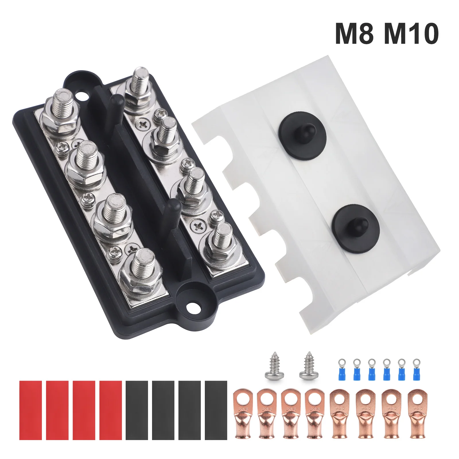 Heavy Duty Bus Bar 8 Way DC 12V-48V 250A Car Positive Negative Power Busbar Battery Terminal Distribution Block Box M8 M10 Studs
Heavy Duty Bus Bar 8 Way DC 12V-48V 250A Car Positive Negative Power Busbar Battery Terminal Distribution Block Box M8 M10 Studs