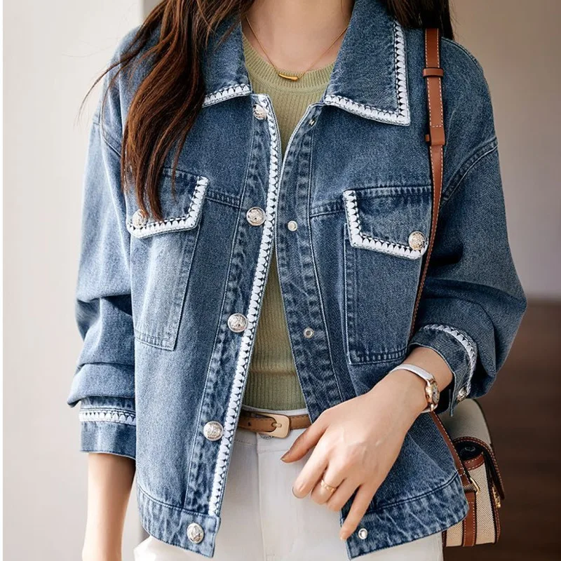 Button Short Denim Jackets Women Wash Long Sleeve Vintage Casual Jeans Outerwear Motorcycle Cowboy Coat 2026
Button Short Denim Jackets Women Wash Long Sleeve Vintage Casual Jeans Outerwear Motorcycle Cowboy Coat 2026
