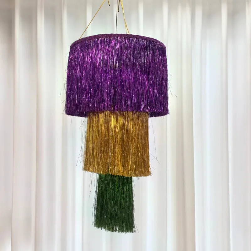 Shiny Purple Gold Green Handmade Fringed Lampshade for Brazilian Carnival Birthday Party Hotel Lobby Home Chandelier Decoration
Shiny Purple Gold Green Handmade Fringed Lampshade for Brazilian Carnival Birthday Party Hotel Lobby Home Chandelier Decoration