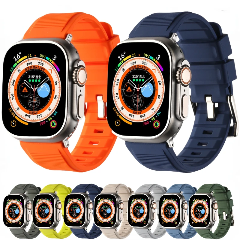 Silicone Strap For Apple Watch Ultra 49mm 8 7 45mm Sports Rubber Bracelet Wristband iWatch Series 6 5 4 3 SE 44mm 42mm 40mm Belt
Silicone Strap For Apple Watch Ultra 49mm 8 7 45mm Sports Rubber Bracelet Wristband iWatch Series 6 5 4 3 SE 44mm 42mm 40mm Belt