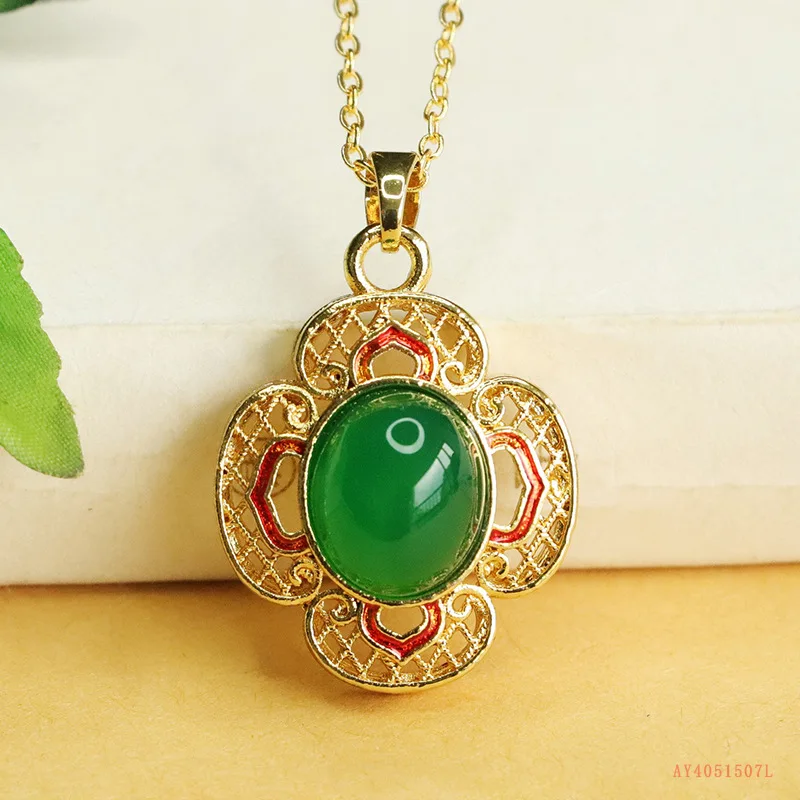 Ice green agate pendant chalcedony flower necklace crystal jewelry women
Ice green agate pendant chalcedony flower necklace crystal jewelry women