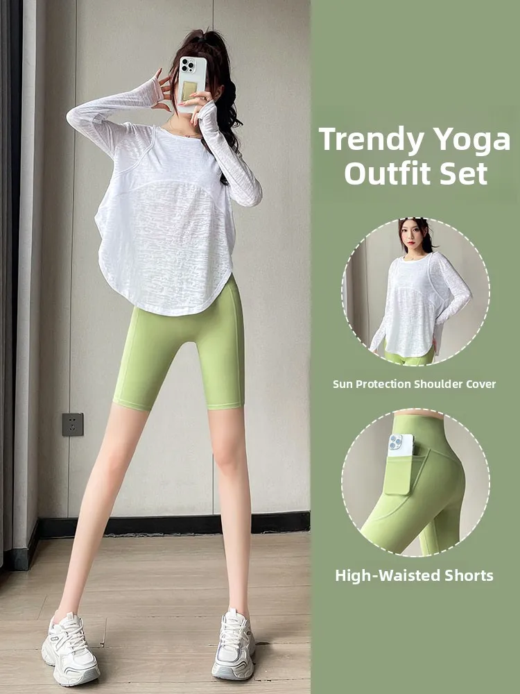 Women's Yoga Fitn Clothes Set Summer New Pilates Sport orts Loose Cover up Sunscreen Morning Run Suit Breathable Nylon
Women's Yoga Fitn Clothes Set Summer New Pilates Sport orts Loose Cover up Sunscreen Morning Run Suit Breathable Nylon