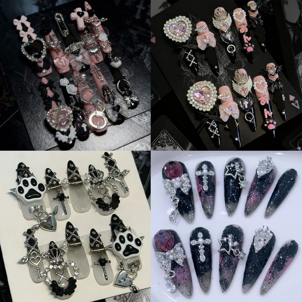 10Pcs Y2K Dark Long Stiletto Handmade Reusable Press On Nails Bowknot Pearl Wing Lock Cat Claw Rhinestone Flower False Nails
10Pcs Y2K Dark Long Stiletto Handmade Reusable Press On Nails Bowknot Pearl Wing Lock Cat Claw Rhinestone Flower False Nails