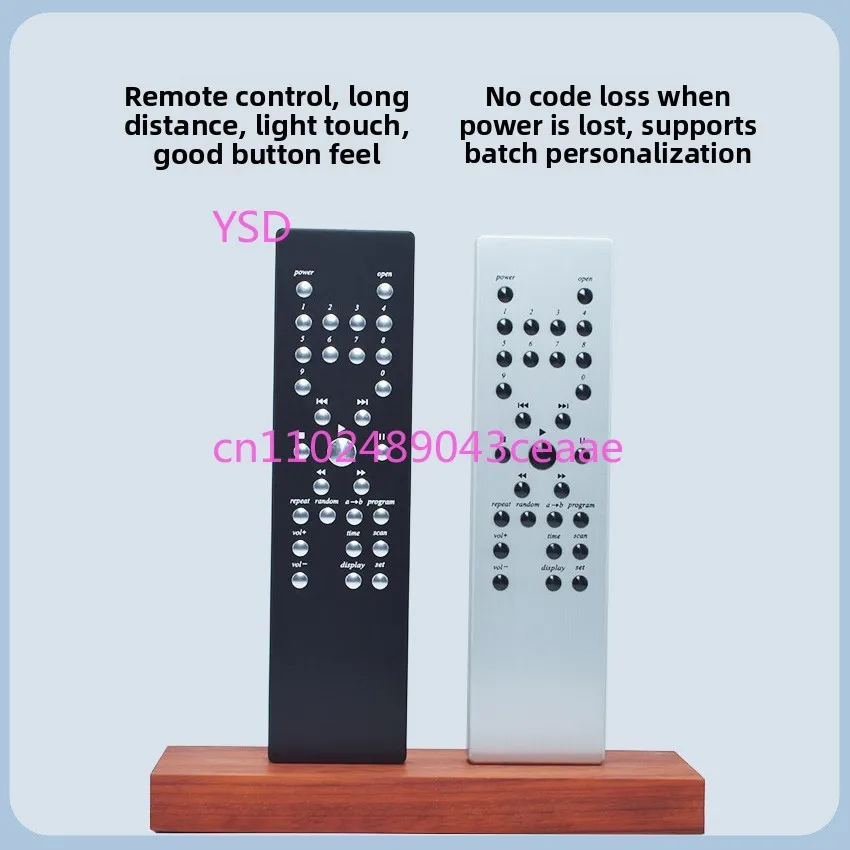 Infrared signal learningCD audio remote control, aluminum alloy material, front-stage power intelligent remote control
Infrared signal learningCD audio remote control, aluminum alloy material, front-stage power intelligent remote control
