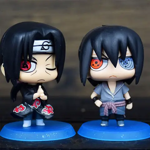 Hot 6pcs/set Naruto Shippuden Anime figure Hinata Sasuke Itachi Kakashi Obito action Figures Q Version PVCToys Dolls Kid Gift