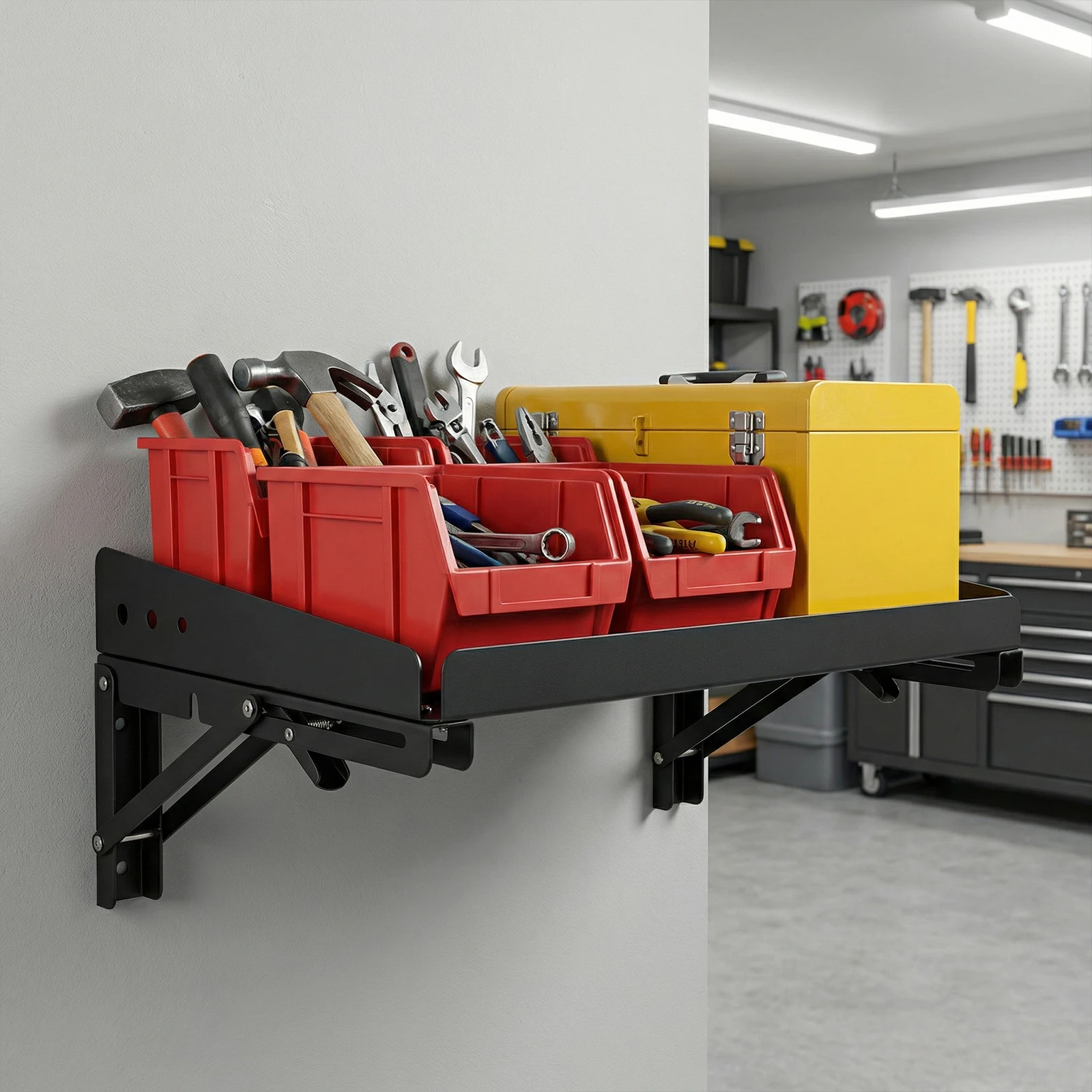 Набор из 2-х настенных складных полок для хранения, прочные металлические стеллажи для гаража, кухни, прачечной, мастерской
Набор из 2-х настенных складных полок для хранения, прочные металлические стеллажи для гаража, кухни, прачечной, мастерской