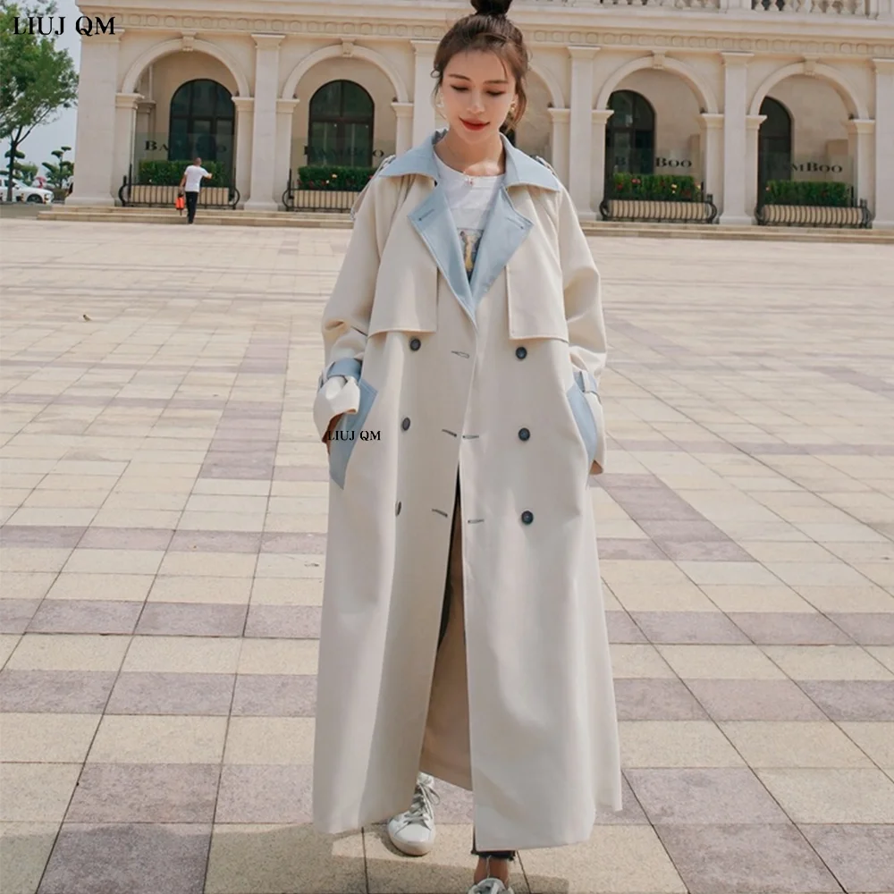 2023 Spring Women Long Trench Coat Stitching Color Lapel Double Breasted Belt Overcoat Female Fashion Streetwear Clothing
2023 Spring Women Long Trench Coat Stitching Color Lapel Double Breasted Belt Overcoat Female Fashion Streetwear Clothing