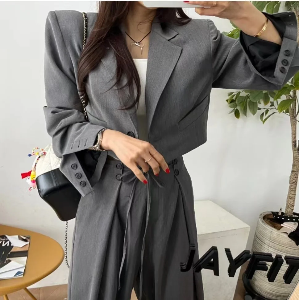 Women's One-Button ort Suit Jaet Pleated Slimming Straight Leg Pants Set Faionable Casual Wear Polyester Fiber
Women's One-Button ort Suit Jaet Pleated Slimming Straight Leg Pants Set Faionable Casual Wear Polyester Fiber