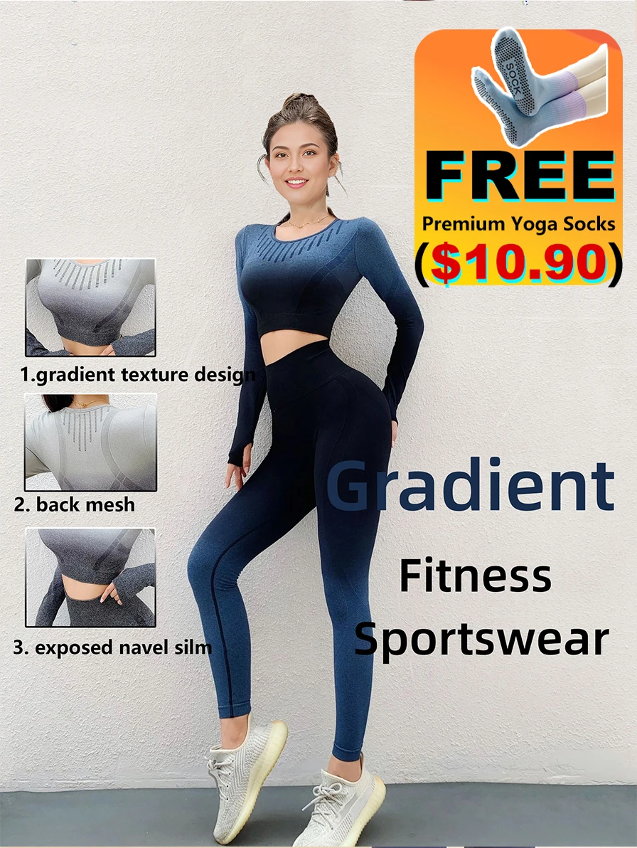 UFO028 Women's 2-Piece Gradient Long Sleeve Yoga Set Athletic Running Training Workout Fitness Sports Wear
UFO028 Women's 2-Piece Gradient Long Sleeve Yoga Set Athletic Running Training Workout Fitness Sports Wear