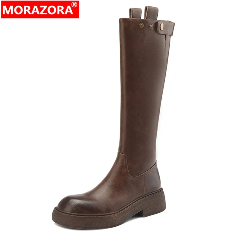 MORAZORA 2024 New Ladies Thick Med Heels Platform Shoes Genuine Leather Winter Women Boots Zipper Knee High Boots
MORAZORA 2024 New Ladies Thick Med Heels Platform Shoes Genuine Leather Winter Women Boots Zipper Knee High Boots