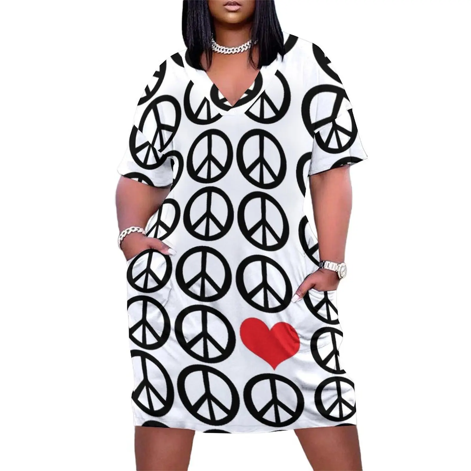 PEACE PEACE LOVE Loose Pocket Dress Female clothing elegant party dresses for women 2024
PEACE PEACE LOVE Loose Pocket Dress Female clothing elegant party dresses for women 2024