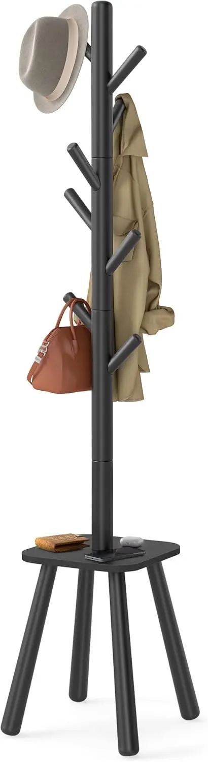 Отдельно стоящая вешалка для одежды с 8 крючками и полкой для хранения, высота 69,2 дюйма для прихожей, прихожей, спальни черного цвета
Отдельно стоящая вешалка для одежды с 8 крючками и полкой для хранения, высота 69,2 дюйма для прихожей, прихожей, спальни черного цвета