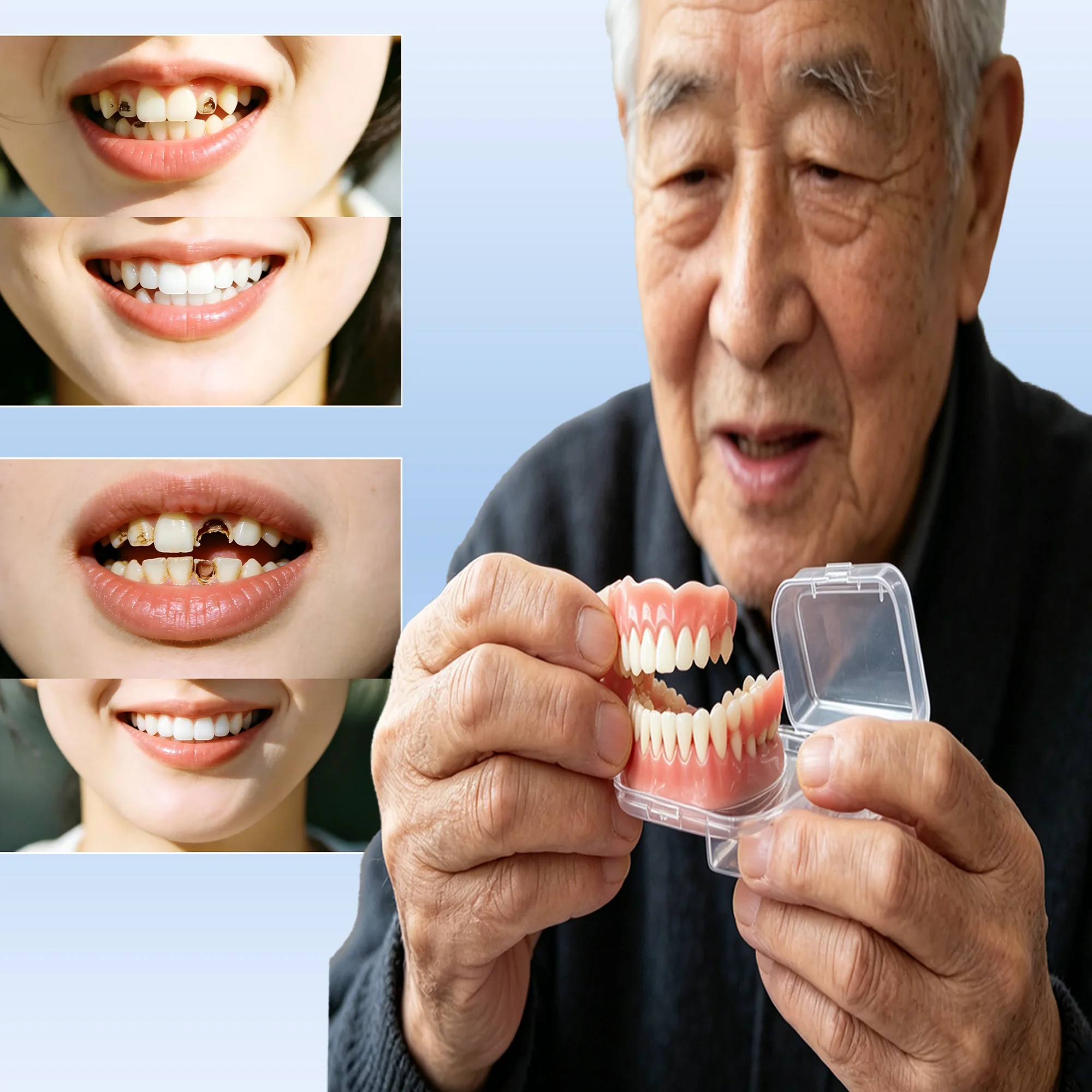 Premium Full Set Silicone Dentures, Upper & Lower Natural Fake Teeth Braces, Comfort Fit Instant Confidence Smile for Adults
Premium Full Set Silicone Dentures, Upper & Lower Natural Fake Teeth Braces, Comfort Fit Instant Confidence Smile for Adults