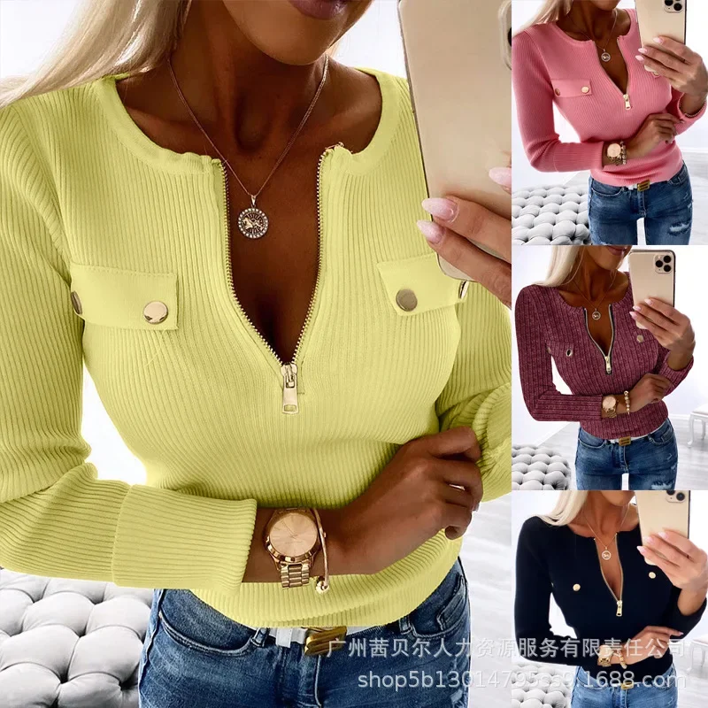 Women Spring Summer Shirt Blouse Pullover Zippers Button O Neck Solid Color Long Sleeve Casual Fashion Regular Standard Elegant
Women Spring Summer Shirt Blouse Pullover Zippers Button O Neck Solid Color Long Sleeve Casual Fashion Regular Standard Elegant