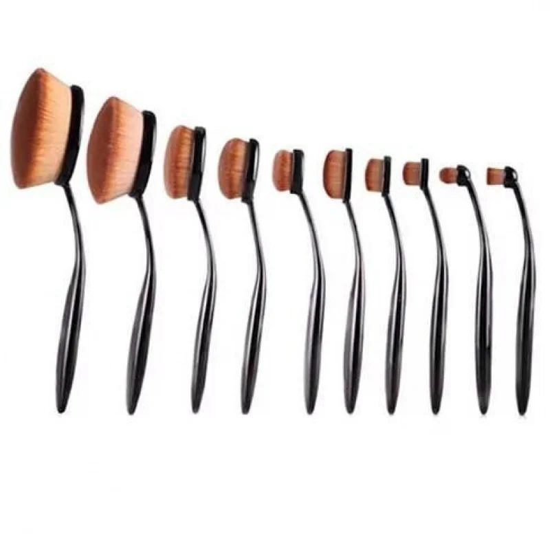 Complete Oval Beauty Brush Collection 10 Pcs Soft Synthetic Hair Makeup Brushes Set for Liquid Powder Cream Foundation Blush
Complete Oval Beauty Brush Collection 10 Pcs Soft Synthetic Hair Makeup Brushes Set for Liquid Powder Cream Foundation Blush