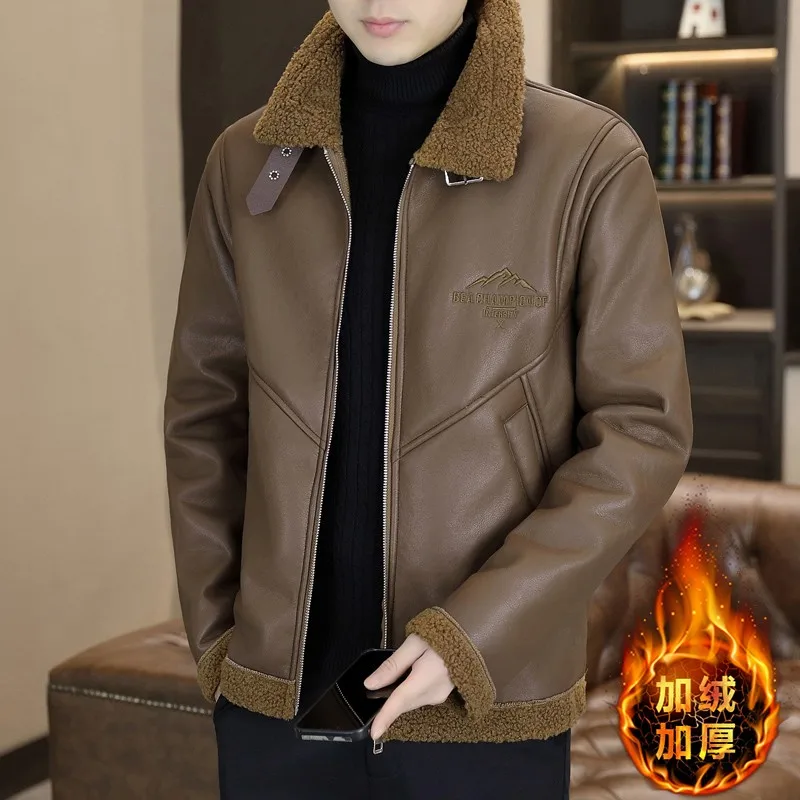 Men's Leather Jacket Autumn and Winter New Solid Color Outdoor Travel Lapel Coat Men Warm Leather Clothing
Men's Leather Jacket Autumn and Winter New Solid Color Outdoor Travel Lapel Coat Men Warm Leather Clothing