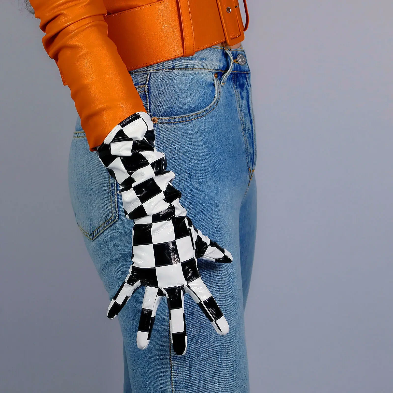 DooWay Women Checkerboard GLOVES Latex Faux Leather Elbow Long Black White Finger Glove Evening Party Cosplay Dressing Halloween
DooWay Women Checkerboard GLOVES Latex Faux Leather Elbow Long Black White Finger Glove Evening Party Cosplay Dressing Halloween