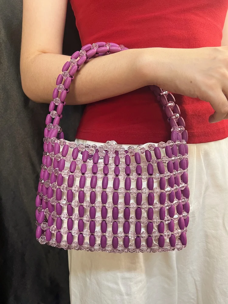 WOODEN BEADED Weave Handmade Women's Handbags New Casual Hollow Out Tote Bag With Inner Pocket Ladies Shopping Satchel Beach Bag
WOODEN BEADED Weave Handmade Women's Handbags New Casual Hollow Out Tote Bag With Inner Pocket Ladies Shopping Satchel Beach Bag