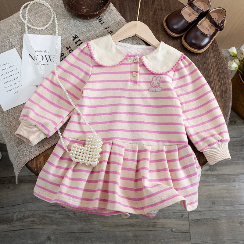 1-6Y Kid Girls Striped Dress Lapel Pullover Long Sleeve A-Line Cotton Dress Cartoon Embroidery Loose Soft Children Vestidos
1-6Y Kid Girls Striped Dress Lapel Pullover Long Sleeve A-Line Cotton Dress Cartoon Embroidery Loose Soft Children Vestidos