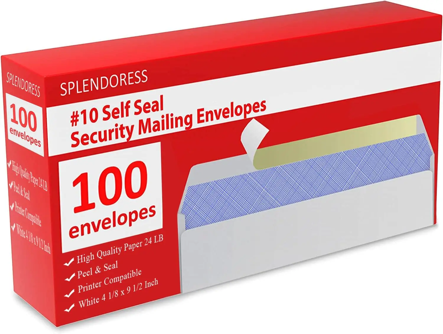 #10 Envelopes Self Seal for Business Mailing, 4-1/8 x 9-1/2 Inches, 100 Pack
#10 Envelopes Self Seal for Business Mailing, 4-1/8 x 9-1/2 Inches, 100 Pack