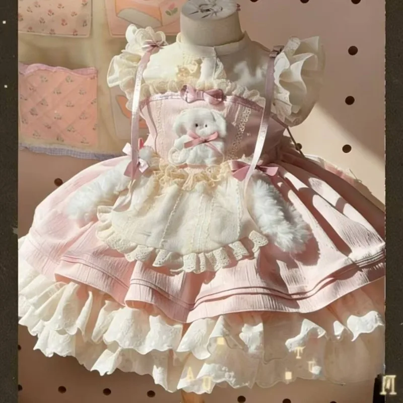 Handmade New Girls Lolita Princess Wedding Dress Pink Lace Fluffy Dress Flower Girls Cute Rabbit Dress Kids Boutique Clothes
Handmade New Girls Lolita Princess Wedding Dress Pink Lace Fluffy Dress Flower Girls Cute Rabbit Dress Kids Boutique Clothes