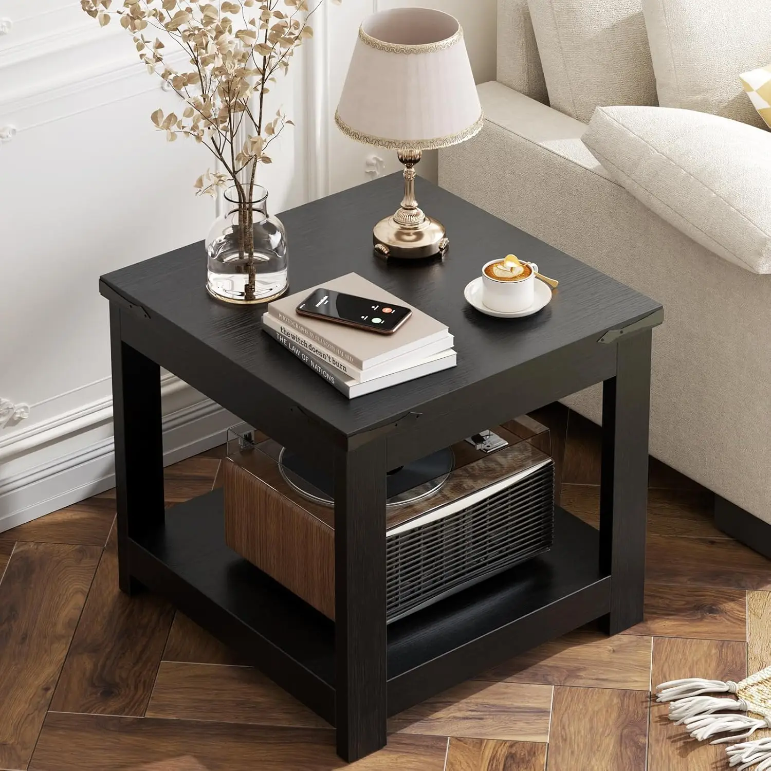 20x20 Inch Square Black Wood End Table with Storage Shelf, Modern Farmhouse Nightstand for Large Living Room Bedroom Sofa Corner Space
20x20 Inch Square Black Wood End Table with Storage Shelf, Modern Farmhouse Nightstand for Large Living Room Bedroom Sofa Corner Space