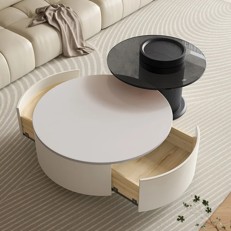 All solid wood cream wind coffee table living room home modern simple rock slab round double drawer coffee table
All solid wood cream wind coffee table living room home modern simple rock slab round double drawer coffee table
