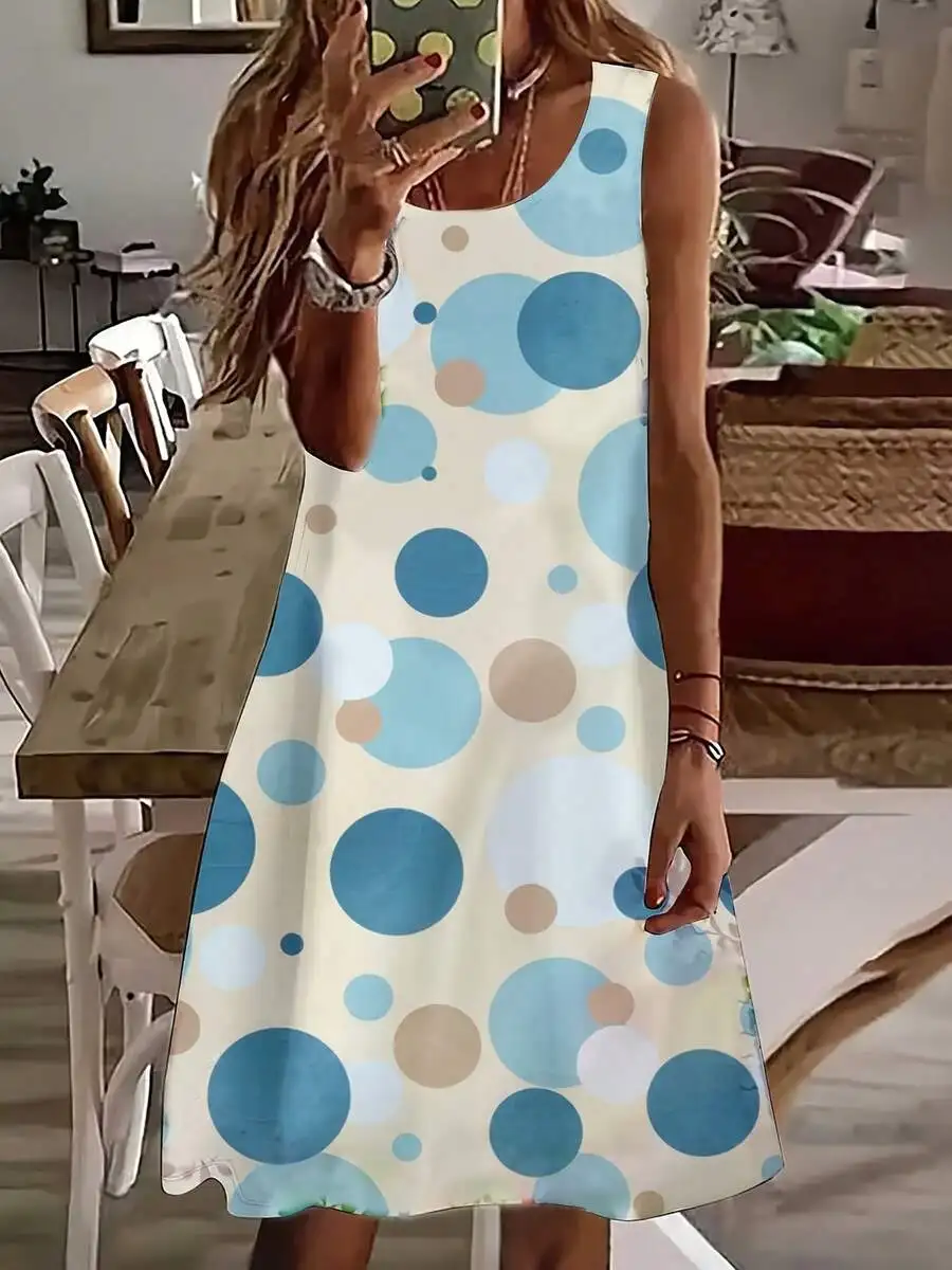 Women Sleeveless Polka Dot Print Summer Casual Beach Dress
Women Sleeveless Polka Dot Print Summer Casual Beach Dress